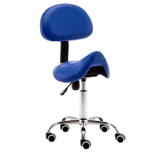 JAVPTAV Salonstühle Sattelstuhl mit Rückenlehne, ergonomischer Sattelsitz-Rollhocker, Salon-Küchenstuhl, Hocker for Heimmusik-Malerarbeiten(Blue) von JAVPTAV