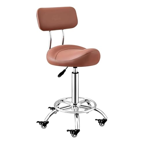JAVPTAV Sattelhocker, höhenverstellbarer Drehstuhl mit Feststellrädern, Fußstütze und Rückenlehne, rollbarer Salonhocker for den Einsatz im Salon, Spa oder zu Hause JAVPTAV Sattelhocker, höhenverstellbarer Drehstuhl mit Feststellrädern, Fußstütze und Rückenlehne, rollbarer Salonhocker for den Einsatz im Salon, Spa oder zu Hause von JAVPTAV