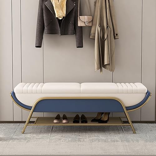 JAVPTAV Schuhregalbank mit gepolsterter Sitzfläche aus Kunstleder, Ablagefläche und Eingangsbereich, schickes Design for Schlafzimmer oder Wohnzimmer(G,80x40x45cm(31x16x18inch)) von JAVPTAV