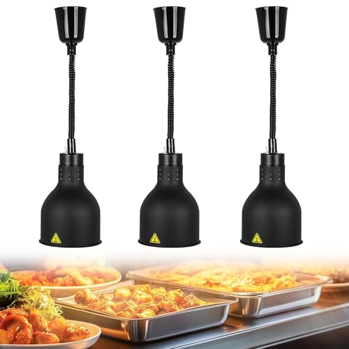JAVPTAV Speisenwärmlampe, Speisenwärmelampe, Restaurant-Wärmelampe mit 250-W-Glühbirne for Buffetküchenrestaurants, höhenverstellbar 60~180 cm(A-19cm,3 Stück) von JAVPTAV