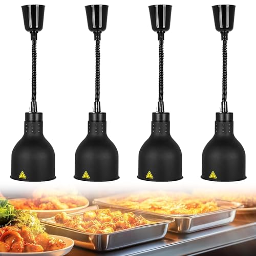 JAVPTAV Speisenwärmlampe, Speisenwärmelampe, Restaurant-Wärmelampe mit 250-W-Glühbirne for Buffetküchenrestaurants, höhenverstellbar 60~180 cm(A-19cm,4 Stück) von JAVPTAV