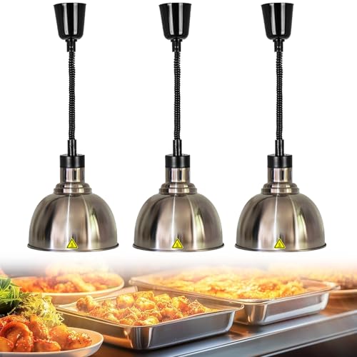 JAVPTAV Speisenwärmlampe, Speisenwärmelampe, Restaurant-Wärmelampe mit 250-W-Glühbirne for Buffetküchenrestaurants, höhenverstellbar 60~180 cm(C-25cm,3 Stück) von JAVPTAV