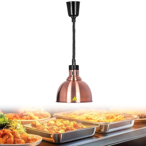 JAVPTAV Speisenwärmlampe, Speisenwärmelampe, Restaurant-Wärmelampe mit 250-W-Glühbirne for Buffetküchenrestaurants, höhenverstellbar 60~180 cm(D-25cm,1 Stück) von JAVPTAV