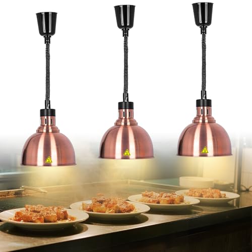 JAVPTAV Speisenwärmlampe, Speisenwärmelampe, Speisenwärmelampe mit 250-W-Glühbirne for Buffet, Küche, Restaurant, Teleskopbereich 60~180 cm(3,D-25cm) von JAVPTAV