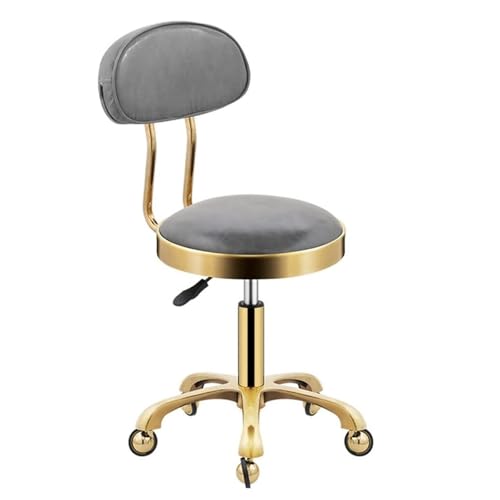 JAVPTAV Verstellbarer Rollhocker mit Rückenlehne, robuster hydraulischer Metallhocker for Salon, Massage, Klinik, Drehhocker auf Rädern for Komfort und Unterstützung(C) von JAVPTAV