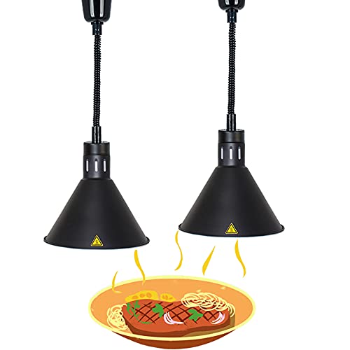JAVPTAV Wärmelampe for Speisen, 60~180 cm, einziehbar, for Gastronomiezwecke, Hängedeckenleuchten for Restaurants for Warmhalten von Steakpizza(Black) von JAVPTAV