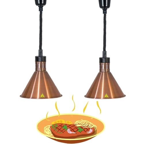 JAVPTAV Wärmelampe for Speisen, 60~180 cm, einziehbar, for Gastronomiezwecke, Hängedeckenleuchten for Restaurants for Warmhalten von Steakpizza(Red Copper) von JAVPTAV