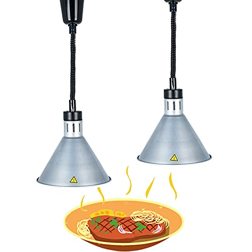 JAVPTAV Wärmelampe for Speisen, 60~180 cm, einziehbar, for Gastronomiezwecke, Hängedeckenleuchten for Restaurants for Warmhalten von Steakpizza(Silver) von JAVPTAV