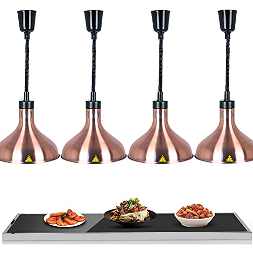 JAVPTAV Wärmelampe for Speisen, kommerziell, hängende Wärmelampe for Speisen, for Buffets, professionelle Küchenheizgeräte, Kabellänge 60–180 cm, verstellbar(Red Copper,B) von JAVPTAV