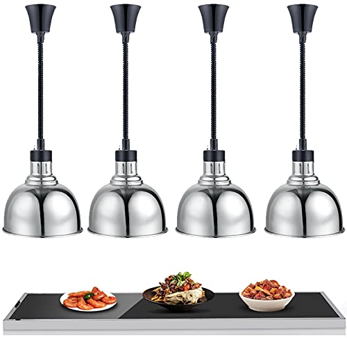 JAVPTAV Wärmelampe for Speisen, kommerziell, hängende Wärmelampe for Speisen, for Buffets, professionelle Küchenheizgeräte, Kabellänge 60–180 cm, verstellbar(Silver,A) von JAVPTAV