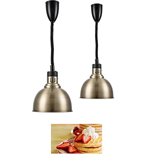 JAVPTAV Wärmelampe for Speisen, tragbare Speisewärmerlampe for die Gastronomie mit 250-W-Infrarotlampe, 75~160 cm einziehbare Hängeleuchte for Speisewärmer(Bronze) von JAVPTAV