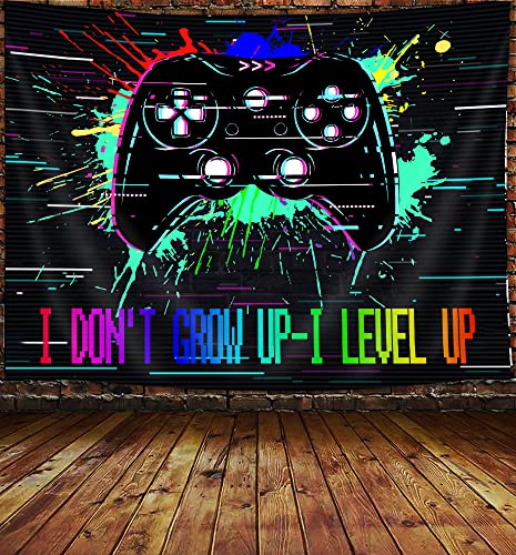 JAWO Spiel-Wandteppich für Männer, cooler Neon-Gaming-Wandteppich für Jungen-Schlafzimmer, schwarzes Gaming-Zubehör für Gamer-Raumdekoration, Schwarzlicht-Poster, College-Wohnheim, Heimdecke (60 x 40 von JAWO