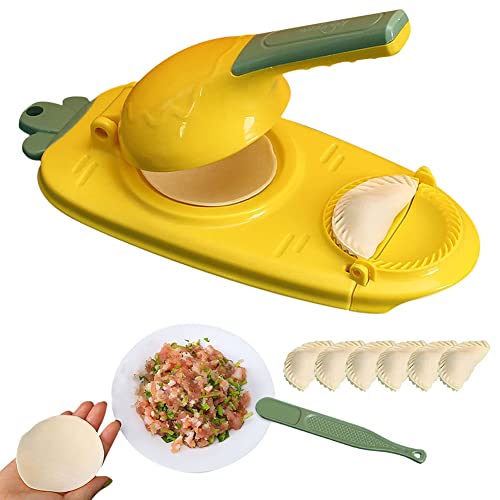 2 In 1 Dumpling Maker, Manuelle Teigpresse Teigtaschen-Hautmacher Teigtaschenformen Knödel Haut Maschine, DIY Knödelmacher Knödelmaschine für Haushalt Küche von JAWSEU