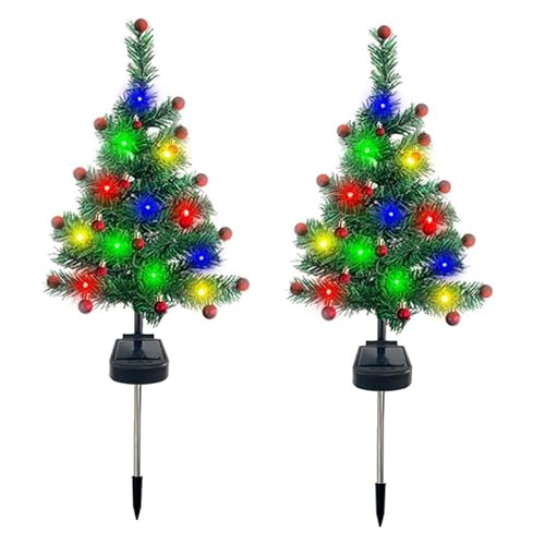 2pcs Tannenbaum Wegeleuchte, Solar Lichterkette Aussen Weihnachten Deko Licht Landschaft Rasenlampe Weihnachten Wegleuchten Solar Gartenleuchten Draussen Weihnachten lampe Licht für Garten Yard von JAWSEU