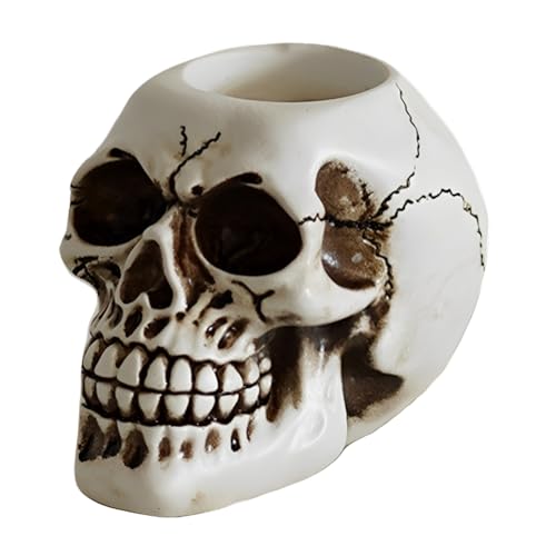 Halloween kerzenhalter kerzenständer Totenkopf Deko, Totenschädeln Kerzenhalter Skelett Schädel Kerzenhalter Teelichter Gothic Kerzenleuchter Statuen Deko für Halloween Bar Weihnachten von JAWSEU