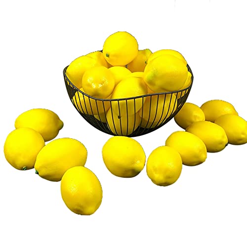 JAWSEU 12PCS Künstliche Zitrone Deko Simulation Lebensechte Zitronen Gelbe Zitrone Gefälschte Früchte Obst Party Festival Dekoration, Fotografie Requisiten von JAWSEU
