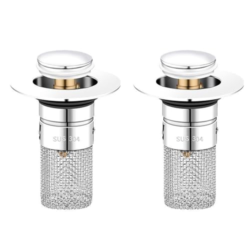 JAWSEU 2 Stücke WaschbeckenstöPsel für 34-40mm Abfluss Ablauf, Abflussstopfen Waschbecken mit Haarsieb, Universal Pop Up Abflusssieb Dusche schnell ablaufend, Abflussstopfen füR Aufsatzwaschbecken von JAWSEU