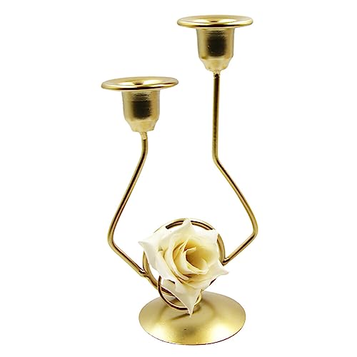 JAWSEU 2-armig Kerzenständer Gold Vintage Kerzenhalter Stabkerze Metall Deko Kerzenleuchter Tabelle Hochzeit Kerze Stand für Tische Hochzeitstag Einweihungsfeier Weihnachtsfeier von JAWSEU
