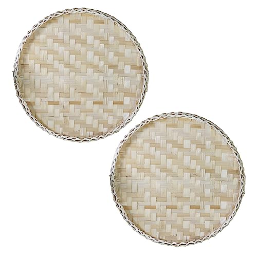 JAWSEU 2PCS Rundes Bambus-Korb-Tablett, Handgemachte Weidenkorb Abtropfsieb Brotkorb Bambus Sieb Geflochtener Dekokorb DIY Handwerk Malerei Zeichnung Kunst Wanddeko für Obst Gemüse JAWSEU 2PCS Rundes Bambus-Korb-Tablett, Handgemachte Weidenkorb Abtropfsieb Brotkorb Bambus Sieb Geflochtener Dekokorb DIY Handwerk Malerei Zeichnung Kunst Wanddeko für Obst Gemüse von JAWSEU