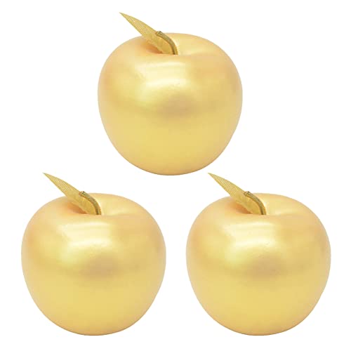 JAWSEU 3 PCS Künstliche Golden Realistisch Apfel Früchte Modell, Lebensechte Apfel Obst Deko Home House Küche Party Dekoration Küche Weihnachten Ornament von JAWSEU