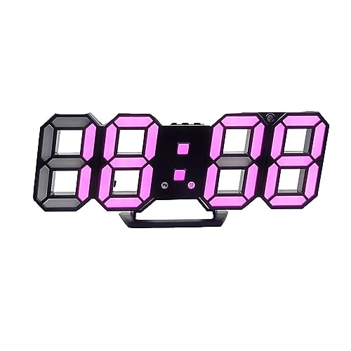 JAWSEU 3D LED Wanduhr, Wanduhr Digital 3D LED Wecker 3D Uhr Dimmbar Snooze Modern 12/24 Nachtlicht Home Decor Snooze No Noise Uhr Wecker Digital Wecker Büro Küche Schlafzimmer Wohnzimmer von JAWSEU