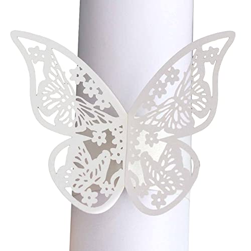 JAWSEU 50 Stück Serviettenringe Schmetterling Papier Serviettenringe Servietten Schnalle Serviettenring, Serviette Schnalle Halter für Hochzeit Geburtstag Bankett Kommunion Party Tischdekoration von JAWSEU