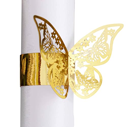 JAWSEU 50 Stück Serviettenringe Schmetterling Papier Serviettenringe Servietten Schnalle Serviettenring, Serviette Schnalle Halter für Hochzeit Geburtstag Bankett Kommunion Party Tischdekoration von JAWSEU