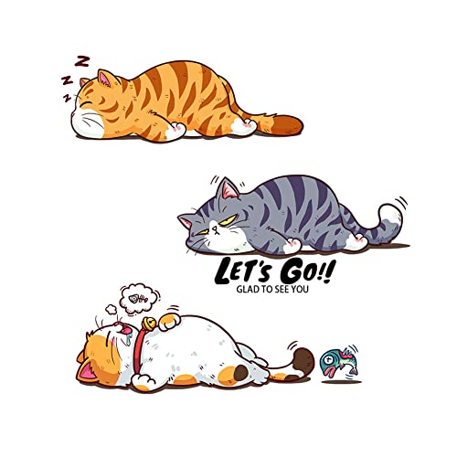 JAWSEU Cartoon Katzen Sticker, 3 Stück Autoaufkleber, Wasserdicht, Selbstklebend, für Auto, Motorrad, Wand, Laptop von JAWSEU