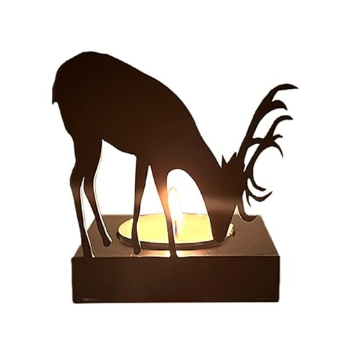 JAWSEU Dekoratives Teelichthalter Hirsch Schwarze Kerzenhalter, Tier Teelicht Kerzenständer Teelicht Kerzentablett Licht und Schatten Weihnachtskerzenhalter Ornament für Hochzeit, Party-Dekoration JAWSEU Dekoratives Teelichthalter Hirsch Schwarze Kerzenhalter, Tier Teelicht Kerzenständer Teelicht Kerzentablett Licht und Schatten Weihnachtskerzenhalter Ornament für Hochzeit, Party-Dekoration von JAWSEU