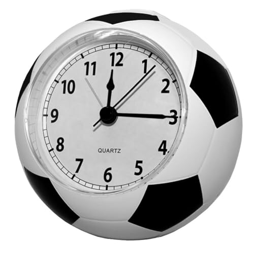 JAWSEU Desktop Fußball Uhr, Wohnzimmer Wecker Wake Up Nachttisch Uhr Wecker Kinder fußball förmige Wecker Fun Wecker Wecker Batterie Uhr Desktop elektrisch Nachttischuhr stumm Tischfußball Tischuhr von JAWSEU