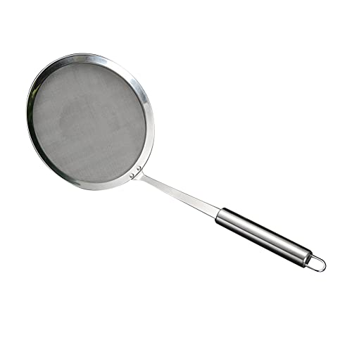 Edelstahl-Ölsieblöffel, Edelstahl-Feinmaschensieb, Multifunktionaler Hot Pot-fettabschäumer-löffel, Filtersieb Mit Langem Griff, Abseihlöffel zum Kochen und Frittieren (16cm) von JAWSEU