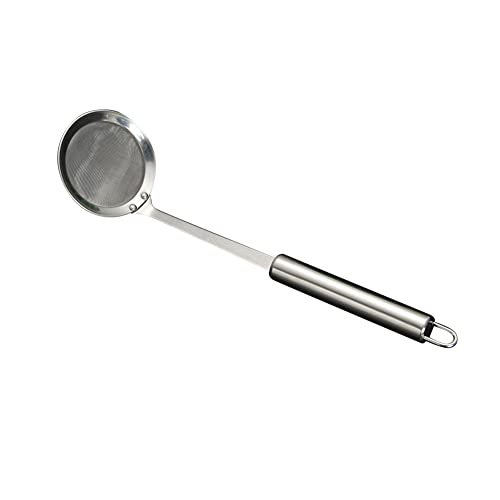 JAWSEU Edelstahl-Ölsieblöffel, Edelstahl-Feinmaschensieb, Multifunktionaler Hot Pot-fettabschäumer-löffel, Filtersieb Mit Langem Griff, Abseihlöffel zum Kochen und Frittieren (8cm) von JAWSEU