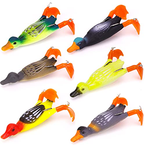JAWSEU Angelköder Ente, 6PCS Propeller Flipper Ente Köder, Fischköder, Wobbler, Süßwasser-Salzwasser-Fischen von JAWSEU