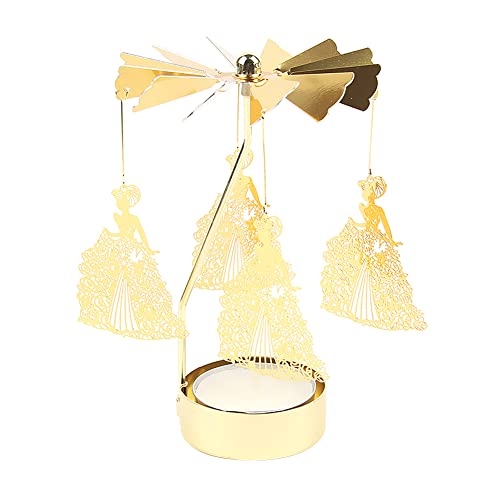 JAWSEU Goldener Drehbarer Kerzenhalter, Rotierendes Karussell-Teelicht, Kerzenhalter-Ständer, Vintage Kerzenständer, Teelicht Kerzenhalter Abendessen Hochzeit Bar Party für Zuhause Dekoration JAWSEU Goldener Drehbarer Kerzenhalter, Rotierendes Karussell-Teelicht, Kerzenhalter-Ständer, Vintage Kerzenständer, Teelicht Kerzenhalter Abendessen Hochzeit Bar Party für Zuhause Dekoration von JAWSEU