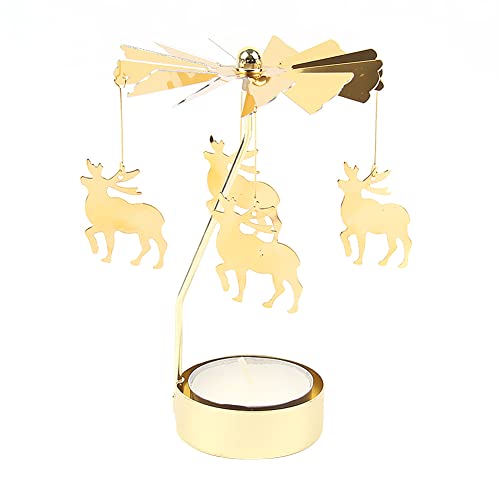 JAWSEU Goldener Drehbarer Kerzenhalter, Rotierendes Karussell-Teelicht, Vintage Kerzenständer für Abendessen, Hochzeit, Bar, Party - Zuhause Dekoration JAWSEU Goldener Drehbarer Kerzenhalter, Rotierendes Karussell-Teelicht, Vintage Kerzenständer für Abendessen, Hochzeit, Bar, Party - Zuhause Dekoration von JAWSEU