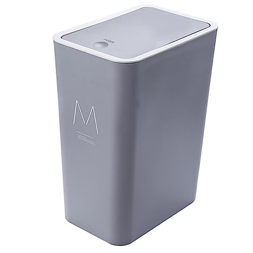 JAWSEU Kunststoff Mülleimer mit Druckdeckel, Push Deckel Küche Mülleimer, Schmaler Abfallkorb, Schlafzimmer-Mülleimer Schmaler Küchen-Mülleimer Schlanker, leicht zu reinigen, 15L von JAWSEU