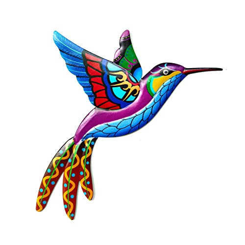 JAWSEU Metall Kolibri Wanddeko Garten, Metall Vogel Deko, Gartendeko Wand Deko Dekorationen, Bunte Kolibri Wanddekoration von Garten, Wandbehang Ornamente von JAWSEU
