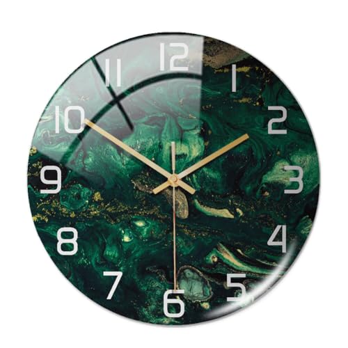 JAWSEU Moderne Runde Marmor Wanduhr, Nicht Tickend Stumme Bewegung Quarz Uhr Rahmenlose 3D DIY Wanduhr Stille Wanduhr Nordic dekorative Marmor Druck stumm Runde hängende Uhr Home Decoration von JAWSEU