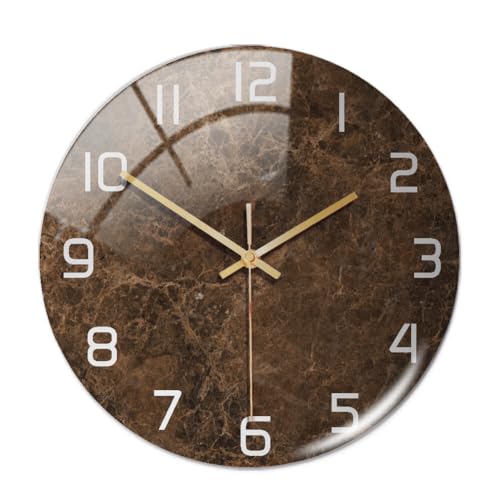 JAWSEU Moderne Runde Marmor Wanduhr, Nicht Tickend Stumme Bewegung Quarz Uhr Rahmenlose 3D DIY Wanduhr Stille Wanduhr Nordic dekorative Marmor Druck stumm Runde hängende Uhr Home Decoration von JAWSEU