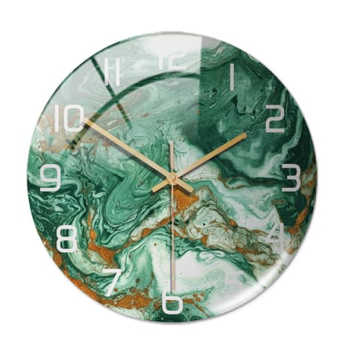 JAWSEU Moderne Runde Marmor Wanduhr, Nicht Tickend Stumme Bewegung Quarz Uhr Rahmenlose 3D DIY Wanduhr Stille Wanduhr Nordic dekorative Marmor Druck stumm Runde hängende Uhr Home Decoration von JAWSEU