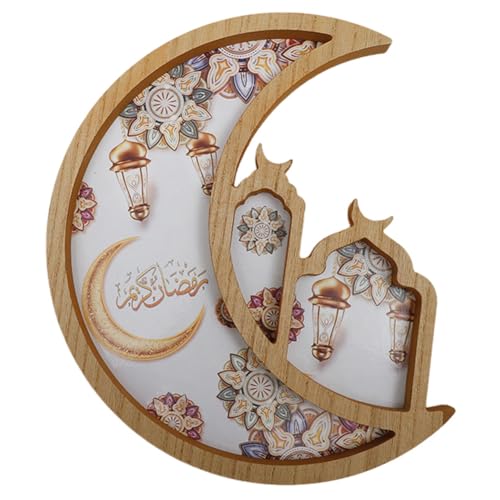 Ramadan Holz Tablett, Mond Und Stern Ramadan Eid Mubarak Dekoration Tablett Eid Mubarak Tischdeko Teller, Mond Ramadan Tablett Für Süßigkeiten Snacks Kuchen Dessert Gebäck Ramadan Tischdeko von JAWSEU