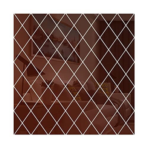 JAWSEU Raute Acrylspiegel, Selbstklebende Wandaufkleber, 32 Stück 3D Spiegelfliesen DIY Aufkleber für Schlafzimmer Wohnzimmer Dekoration von JAWSEU