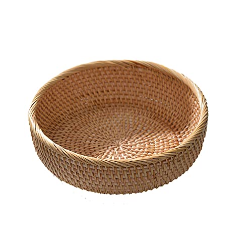 JAWSEU Runde Rattan Obstkörbe, Rattan Aufbewahrungskorb, Natürlicher Korbfruchtschalen, Geflochtene Aufbewahrungskörbe für Küchenschränke Regal von JAWSEU