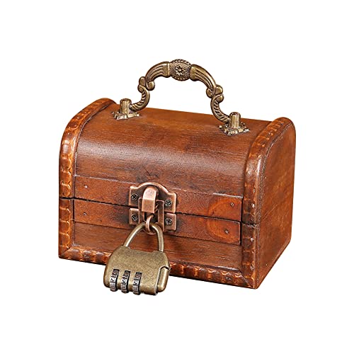 JAWSEU Schatztruhe mit Schloss Koffertruhe Holztruhe Schatzkiste Tragbar Schatzkiste mit Griff Schmuck Aufbewahrungsbox Mini Schatztruhe für Dekoration und Aufbewahrung von JAWSEU