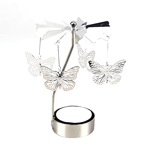 JAWSEU Silber Drehbarer Kerzenhalter, Rotierendes Karussell-Teelicht, Kerzenhalter-Ständer, Vintage Kerzenständer, Teelicht Kerzenhalter Abendessen Hochzeit Bar Party für Zuhause Dekoration JAWSEU Silber Drehbarer Kerzenhalter, Rotierendes Karussell-Teelicht, Kerzenhalter-Ständer, Vintage Kerzenständer, Teelicht Kerzenhalter Abendessen Hochzeit Bar Party für Zuhause Dekoration von JAWSEU