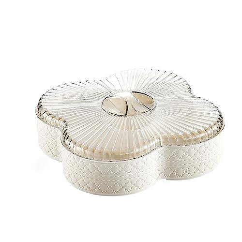 JAWSEU Snack Schalen Dish süßigkeiten Box mit Deckel, PU Snackbox Snack Aufbewahrungsbox, Obst-Servierbehälter, Blumenform Snack Serviertablett für Snacks Nüsse Lebensmittel Trockenfrüchte Behälter von JAWSEU