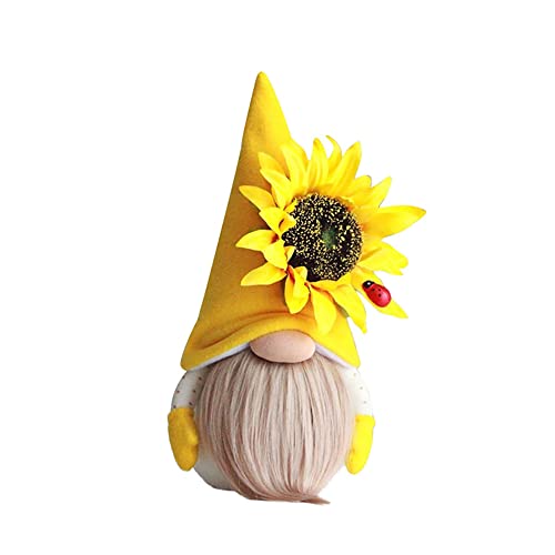 JAWSEU Sonnenblume Gnom Wichtel Figuren, Sonnenblume Wichtel Ornamente Oster Frühling Bienenelfen Deko, Gesichtslose Puppe Tischdekoration Plüschpuppen Geschenk für Kinder von JAWSEU