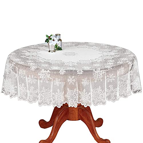 Spitzentischdecke Rund, Weiße Spitze Tischdecke, Vintage Bestickte Spitzeauflage für Hochzeiten, Dekorationen Boho Hochzeit Tisch Dekor Wimpern-Tischdecke von JAWSEU