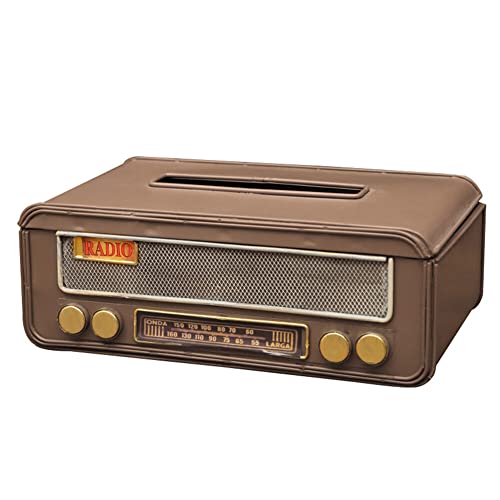 JAWSEU Taschentuchbox, Industrial Style Vintage Radio Tissue Halter, Taschentuchspender Desktop Papierhalter Feuchttücher Box Retro Radio Tissue Box Cover für Zuhause Büro Badezimmer Wohnzimmer Küche von JAWSEU