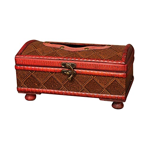 JAWSEU Taschentuchbox Vintage Kosmetiktücher-Box aus Holz, Rechteckig Tücherbox Taschentuchspender Taschentuchbox Halter Dekor für Zuhause Hotel Anwendung von JAWSEU